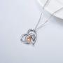 LONAGO 925 Sterling Silver Lucky Double Horse Necklace I Love You Forever Love Heart Pendant Jewelry Gift for Women Mom