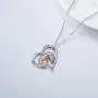 LONAGO 925 Sterling Silver Lucky Double Horse Necklace I Love You Forever Love Heart Pendant Jewelry Gift for Women Mom LONAGO 925 Sterling Silver Lucky Double Horse Necklace I Love You Forever Love Heart Pendant Jewelry Gift for Women Mom