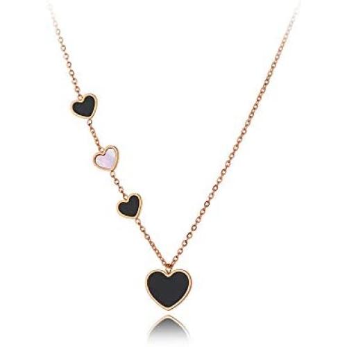 AAABBB Stainless Steel 4Pcs Heart Charm Choker Necklace Jewelry Trendy Acrylic Pendant Necklace for Women