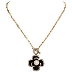 Fashion Jewelry Enamel Rhinestone Flower Charm Pendant Necklace for Women Girls