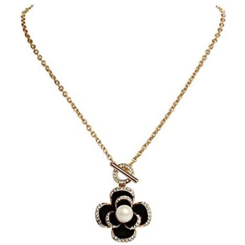 Fashion Jewelry Enamel Rhinestone Flower Charm Pendant Necklace for Women Girls