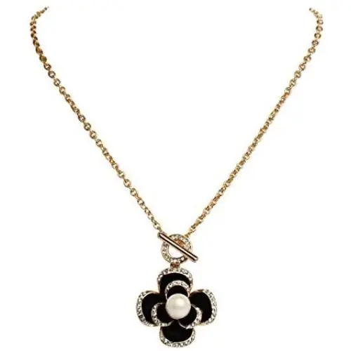 Fashion Jewelry Enamel Rhinestone Flower Charm Pendant Necklace for Women Girls