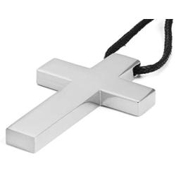 VNOX Stainless Steel Simple Cross Pendant Necklace Polished for Men Jesus Christ Lord Prayer,Nylon Rope 24''-25.6''