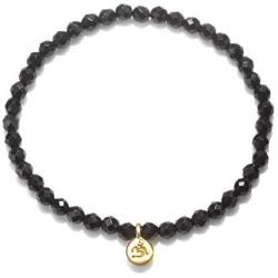 Satya Jewelry Black Onyx Mini Om Stretch Bracelet (4-Millimeter)