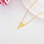 18k Gold Double Heart Necklace, Cubic Ziconia Heart and Star Pendant, Fine Gold Jewelry for Women, 17''