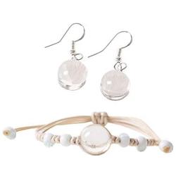 Dandelion Dangle Earrings and Bracelet Rope Weave Adjustable Natural Dried Dandelion Seed Flower Jewelry for Women Girls