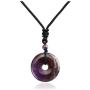 CrystalTears Natural Reiki Healing Crystal Stone Necklace Round Donut Shape Semi Precious Gemstone Pendant Necklace for Women Men