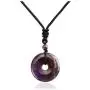 CrystalTears Natural Reiki Healing Crystal Stone Necklace Round Donut Shape Semi Precious Gemstone Pendant Necklace for Women Men CrystalTears Natural Reiki Healing Crystal Stone Necklace Round Donut Shape Semi Precious Gemstone Pendant Necklace for Women Men