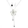 White Crystal Pendant Necklace Long Sweater Necklace Fashion Jewelry for Women Girls (5 Petals Flower Necklace) White Crystal Pendant Necklace Long Sweater Necklace Fashion Jewelry for Women Girls (5 Petals Flower Necklace)