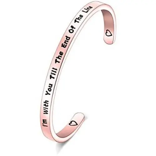FUTOP I’m with You Till The End of The Line Cuff Bracelet Gift for Boyfriends, Girlfriends Mother Gift From Daughter, Son (line RG)