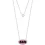 DC Comics Batgirl Silver Plated Black Logo Rose Crystal Pendant, 18''