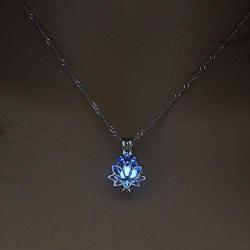 Luminous Lotus Pendant Necklace, Hollow Flower Lockets Necklace