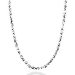 Miabella Solid 925 Sterling Silver Italian 2mm, 3mm Diamond-Cut Braided Rope Chain Necklace for Men Women Made in Italy 16, 18, 20, 22, 24, 26, 28, 30 Inch