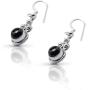 Koral Jewelry Black Onyx Delicate Hook Dangle Earrings Sterling Silver 925 Gipsy Boho Chic Ethnic Vintage Look