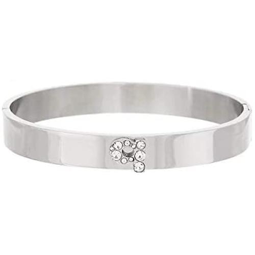Steel by Design Stainless Steel Crystal Initial Bangle Bracelet from (R) Jewelry