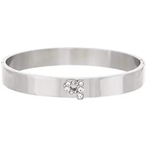 Steel by Design Stainless Steel Crystal Initial Bangle Bracelet from (R) Jewelry Steel by Design Stainless Steel Crystal Initial Bangle Bracelet from (R) Jewelry
