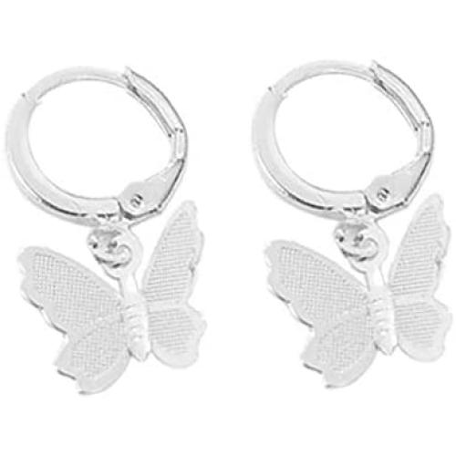 ROSTIVO Butterfly Earrings for Women and Girls Dangle Earrnigs for Women Mini Dainty Earrings (Silver)