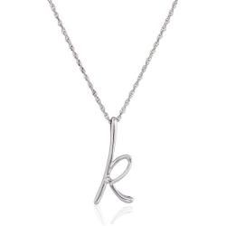 Sterling Silver Cursive Script Initial ''K'' Pendant Necklace, 18''