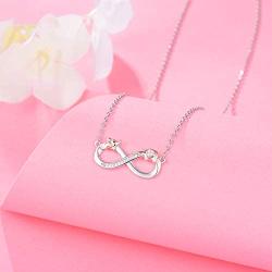Infinity Pendant Necklace Elephant/Footprints Jewelry 925 Sterling Silver Lucky Elephant Necklace Valentine Birthday Xmas Gift for Women Girl
