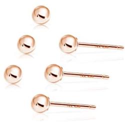 SOLIDGOLD - 14 Karat Real Gold 3mm Ball Stud Earrings 2-3 pair set | Yellow, Rose & White Gold
