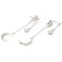 LAONATO CZ Crescent Moon and Star Chain Drop Earrings Ear Jackets