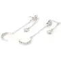 LAONATO CZ Crescent Moon and Star Chain Drop Earrings Ear Jackets LAONATO CZ Crescent Moon and Star Chain Drop Earrings Ear Jackets