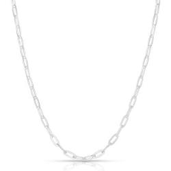 NYC Sterling Womens .925 Sterling Silver Rhodium Plated Paperclip Chain Necklace