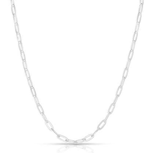 NYC Sterling Womens .925 Sterling Silver Rhodium Plated Paperclip Chain Necklace