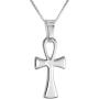 1 1/8 inch Sterling Silver Small Ankh Necklace for Men and Women Plain Solid Back Flawless High Polished Finish 0.8mm Box_Chain