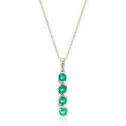 Sterling Silver Created Emerald Four Stone Pendant Necklace, 18''