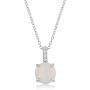 Round Pronged Created Blue/White Opal with Cubic Zirconia 18’’ Pendant Necklace Including 6mm Round Blue Created Opal Stud Earrings Sterling Silver Jewelry Set for Women or Teens
