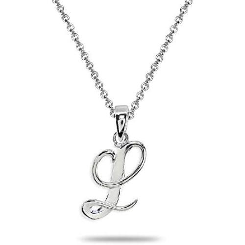 Sterling Silver Initial Alphabet Letter Name Pendant Necklace Personalized Gifts for Women Teens Girls