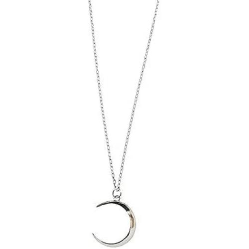 Dtja Minimalist Moon Necklace for Women Girls Kids Sterling Silver Gold Plated Tiny Small Simple Polished Thin Horn Crescent Moon Pendant Choker Necklace Adjustable Chain 18'' Cute Jewelry Gift