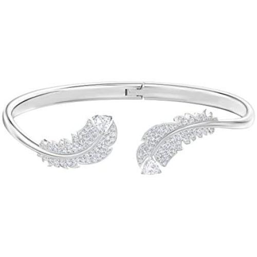 SWAROVSKI Womens Nice Bangle Bracelet Collection, Rhodium Finish, Clear Crystals