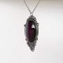 Purple Cabochon in Antiqued Silver Finish Pewter Frame Pendant Necklace
