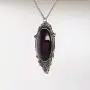 Purple Cabochon in Antiqued Silver Finish Pewter Frame Pendant Necklace Purple Cabochon in Antiqued Silver Finish Pewter Frame Pendant Necklace