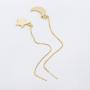 TUSHUO Simple Dangle Style Moon Star Earrings Irregular Moon Star Line Threader Drop Earrings (Gold)