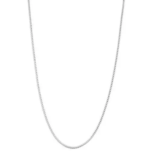 Authentic Solid Sterling Silver Box Chain Necklace 1MM - 3MM, Thin & Strong, Box Chain Sterling Silver, Silver Necklace for Men & Women, Made In Italy, Next Level Jewelry Authentic Solid Sterling Silver Box Chain Necklace 1MM - 3MM, Thin & Strong, Box Chain Sterling Silver, Silver Necklace for Men & Women, Made In Italy, Next Level Jewelry