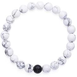 Couples His and Hers Bracelet Lava Beads White Howlite 8mm Beads 7.1''&7.5''