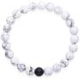 Couples His and Hers Bracelet Lava Beads White Howlite 8mm Beads 7.1''&7.5''