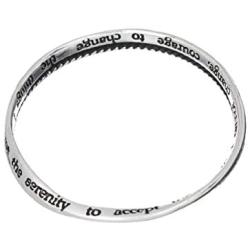 Jewelry Nexus Silver-Tone Serenity Prayer Engraved Twist Bangle Bracelet Prayer Card Serenity Courage Wisdom