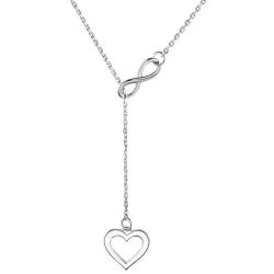 Infinite Love Necklace - 925 Sterling Silver Love Heart Womens Necklace Jewelry, Forever Love Pendant Endless love Necklace Christmas and Valentines Day Jewelry Birthday Gift for Girls and Women