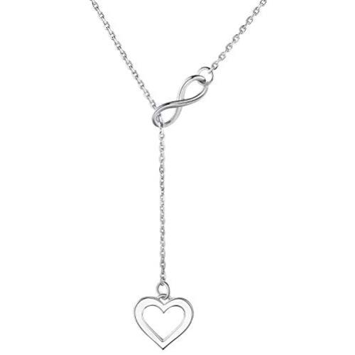 Infinite Love Necklace - 925 Sterling Silver Love Heart Womens Necklace Jewelry, Forever Love Pendant Endless love Necklace Christmas and Valentines Day Jewelry Birthday Gift for Girls and Women