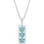 Honolulu Jewelry Company Sterling Silver Three Plumeria Flower Bar Necklace Pendant with Simulated Blue Opal and 18'' Box Chain