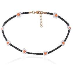 N/Q Bohemian Adjustable Flower Seed Beads Chain Choker Necklace for Women Girls Boho Colorful Tiny Beaded Bracelet Fashion Jewelry Set