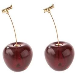 3D Dried Flower Red Cherry Drop Dangle Earrings Sweet Cute Stereo Fruit Jewelry for Women Girls