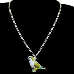 DUOWEI Acrylic Cute Monk Parakeet Parrot Bird Earrings and Necklace Set for Women Teens Girls Drop Dangle Pendant Jewelry Charms Gifts