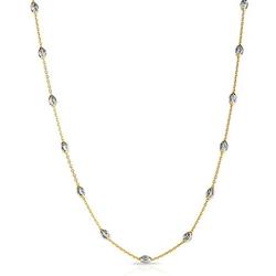 Sterling Silver Station Oval Bead Necklace for Women Teen Girls- 925 Station Necklace, 925 Silver Jewelry, Sterling Silver Necklace 10-36 Inch, Silver, Gold, Rose Gold