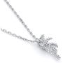 TJD 1/10 Carat Natural Diamond Pendant Necklace 10K White Gold (H-I Color, I2-I3 Clarity) Palm Tree Diamond Pendant Necklace for Women Diamond Jewelry Gifts for Women