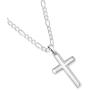 XP Jewelry Mens Sterling Silver Cross Pendant Figaro Chain Necklace Italian Made - 080-3mm - 22''